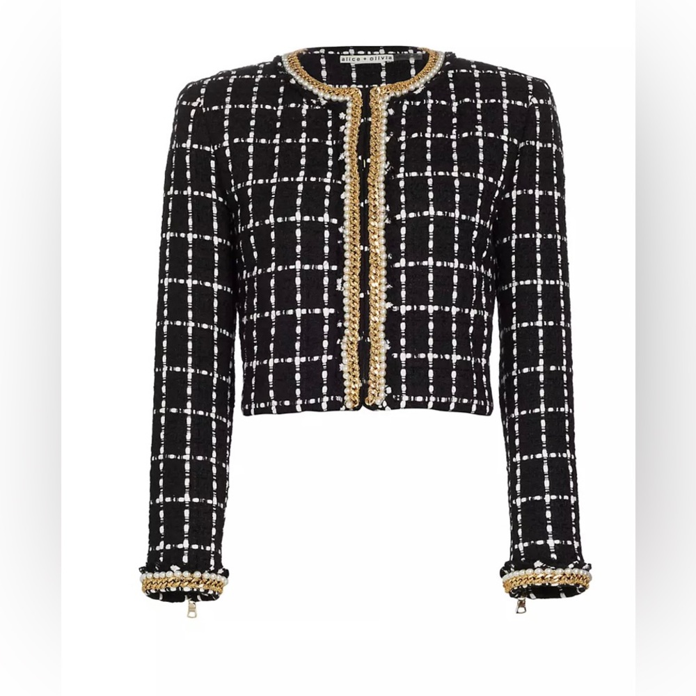 Alice + Olivia Sabina Threaded Windowpane Jacket - Picture 8 of 14